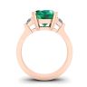 Oval Emerald with Half-Moon Side Diamonds Ring Rose Gold, Image 2