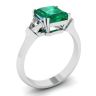 3 carat Emerald Ring with Triangle Side Diamonds White Gold, Image 4