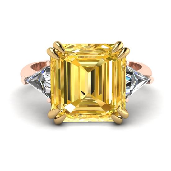 Emerald Cut Yellow Sapphire Ring Rose Gold, Image 1