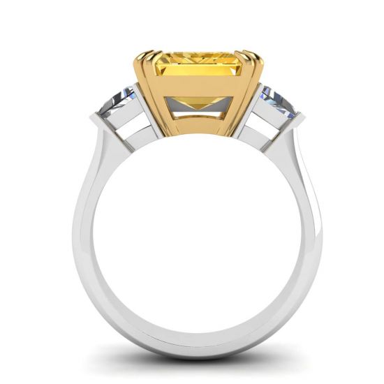 Emerald Cut Yellow Sapphire Ring White Gold,  Enlarge image 2
