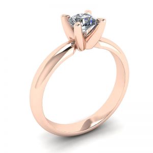 Solitaire Diamond Ring V-shape Rose Gold - Photo 3