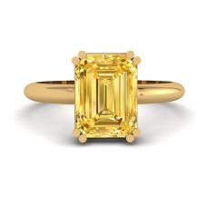 2 carat Emerald Cut Yellow Sapphire Ring Yellow Gold