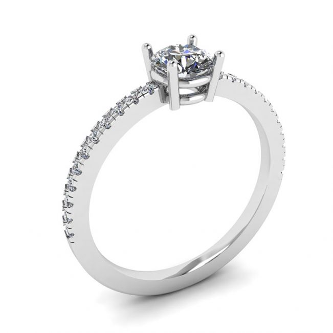 White Diamond Side Pave Ring 18K White Gold - Photo 3 White Diamond Side Pave Ring 18K White Gold - Photo 3