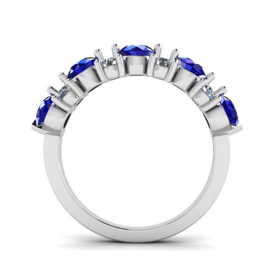 Contemporary garland ring with sapphires and diamonds,  Enlarge image 4