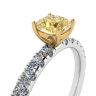Cushion Yellow Diamond 0.5 ct with Side Pave Ring, Image 2