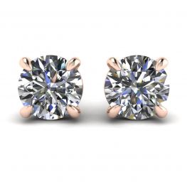 Perfect Round Diamond Studs Rose Gold
