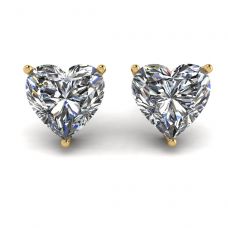 Heart Shape Diamond Stud Earrings Yellow Gold