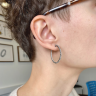 Thin Hoop Earrings with Diamonds, Image 4