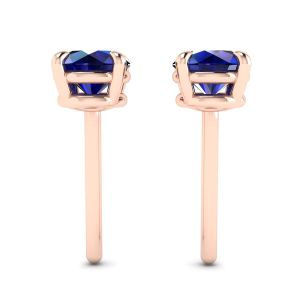 Classic Blue Sapphire Stud Earrings Rose Gold - Photo 1