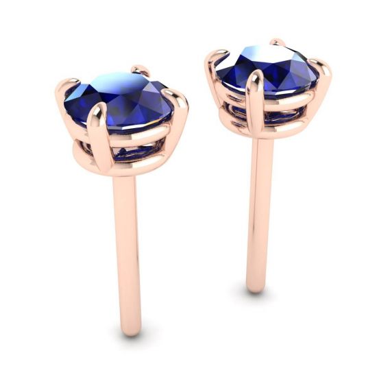Classic Blue Sapphire Stud Earrings Rose Gold, More Image 1
