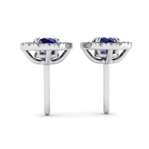 Sapphire Stud Earrings with Detachable Diamond Halo - Photo 1