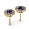 Sapphire Stud Earrings with Detachable Diamond Halo Yellow Gold, Image 3