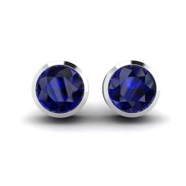 Sapphire Stud Earrings in White Gold