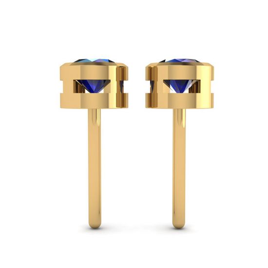Sapphire Stud Earrings in Yellow Gold,  Enlarge image 2