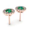 Emerald Stud Earrings with Detachable Diamond Halo Jacket Rose Gold, Image 3