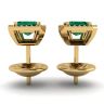 2 carat Emerald with Diamond Halo Stud Earrings in Yellow Gold, Image 2