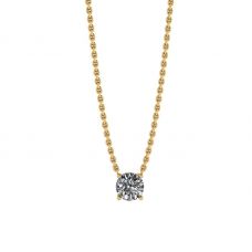 Classic Solitaire Diamond Necklace on Thin Chain Yellow Gold