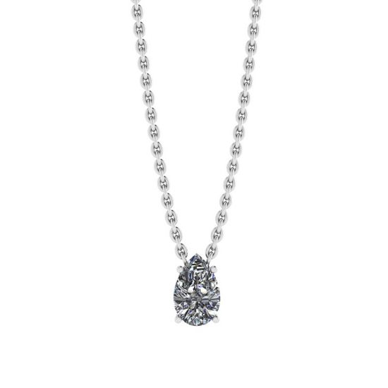Pear Diamond Solitaire Necklace on Thin Chain