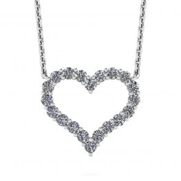 Diamond Heart Necklace in 18K White Gold