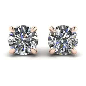 Perfect Round Diamond Studs Rose Gold