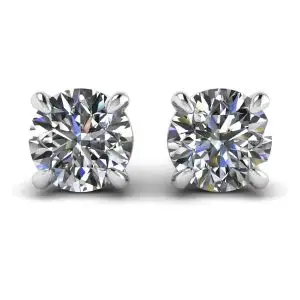 Perfect Round Diamond Studs White Gold