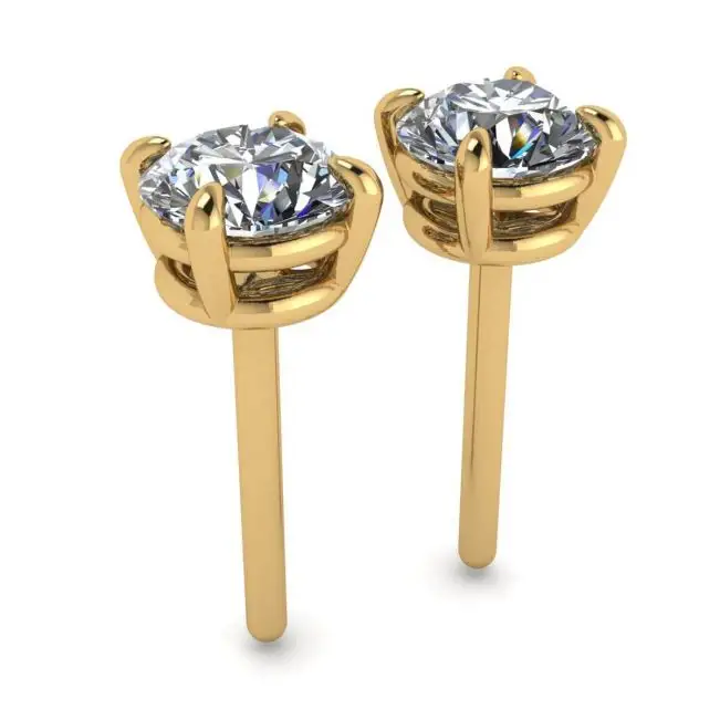 Perfect Round Diamond Studs Yellow Gold  - Photo 2