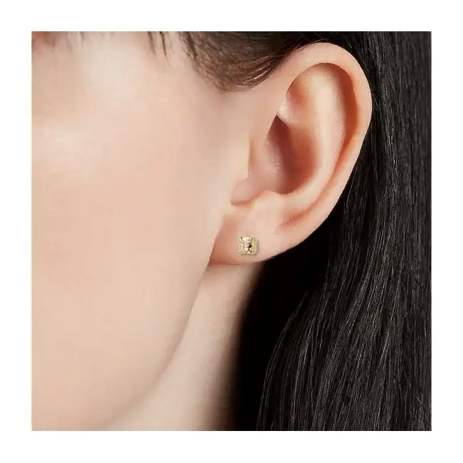 Cushion Yellow Diamond Stud Earrings in 18K Rose Gold - Photo 3