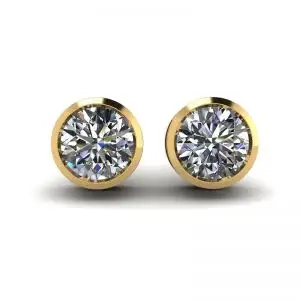 Round Diamond Studs Yellow Gold