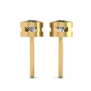 Round Diamond Studs Yellow Gold - Photo 1