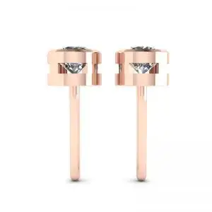 Round Diamond Studs Rose Gold - Photo 1