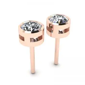 Round Diamond Studs Rose Gold - Photo 2