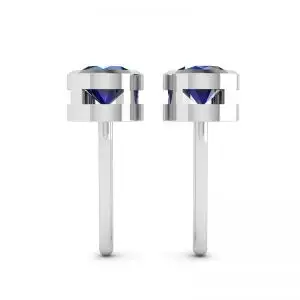 Classic Blue Sapphire Stud Earrings White Gold - Photo 2
