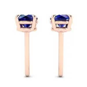 Classic Blue Sapphire Stud Earrings Rose Gold - Photo 1