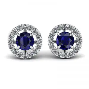 Sapphire Stud Earrings with Detachable Diamond Halo
