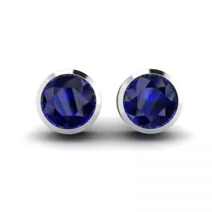 Sapphire Stud Earrings in White Gold