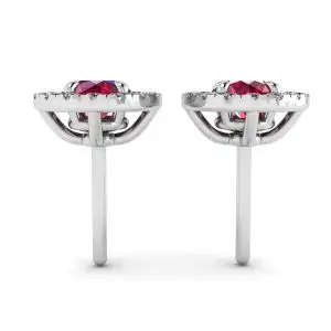 Ruby Stud Earrings with Detachable Diamond Halo Jacket - Photo 1