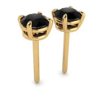 5 mm black diamond stud earrings Yellow Gold  - Photo 2