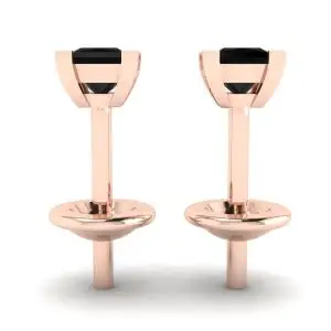 4 mm Princess Cut Black Diamond Stud Earrings Rose Gold - Photo 1