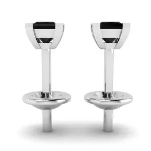 4 mm Princess Cut Black Diamond Stud Earrings - Photo 1