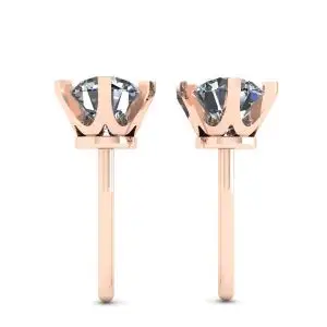 Classic Diamond Stud Earrings in 18K Rose Gold - Photo 1