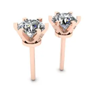 Classic Diamond Stud Earrings in 18K Rose Gold - Photo 2