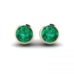 Emerald Stud Earrings in Rose Gold