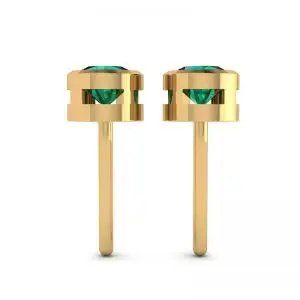 Emerald Stud Earrings in Yellow Gold - Photo 1