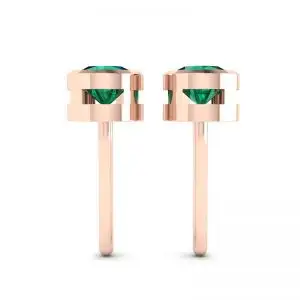 Emerald Stud Earrings in Rose Gold - Photo 1