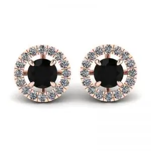 5 mm Black Diamond Studs with Detachable Halo Jackets Rose Gold