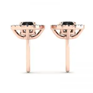 5 mm Black Diamond Studs with Detachable Halo Jackets Rose Gold - Photo 1