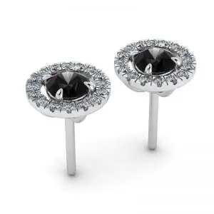 5 mm Black Diamond Studs with Detachable Halo Jackets   - Photo 2