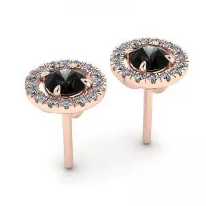 5 mm Black Diamond Studs with Detachable Halo Jackets Rose Gold - Photo 2