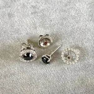 5 mm Black Diamond Studs with Detachable Halo Jackets   - Photo 3